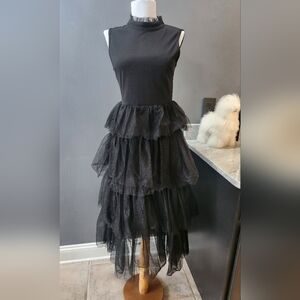 Shein Elegant Black Tiered Dress Size Xs